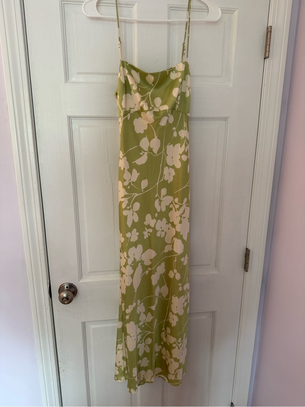 Green Floral Satin Dress
